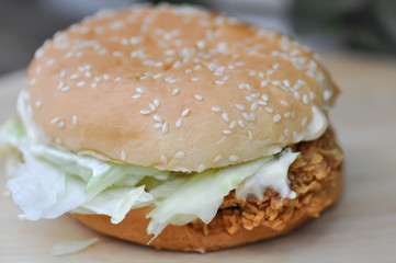 chicken burger or hamburger dish