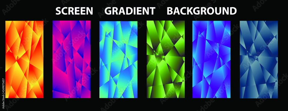 Poster vector eps 10 gradient set. different colors. modern smartphone screen, mobile app template. design 