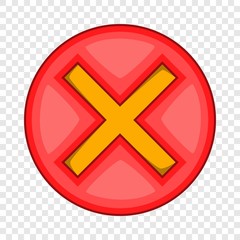 Red cross, check mark icon. Cartoon illustration of red cross, check mark vector icon for web