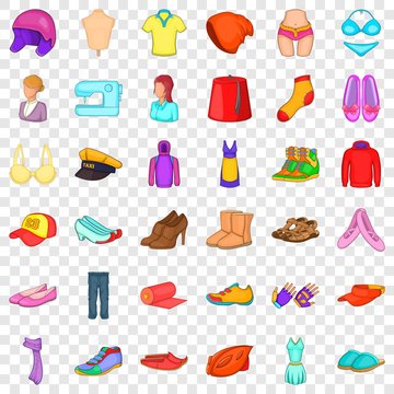 Tailoring icons set. Cartoon style of 36 tailoring vector icons for web for any design