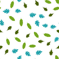 Seamless vector Pattern with different leaves. Floral decoration.