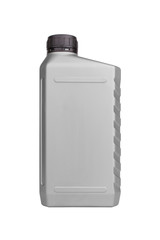 Plastic canister for machine oil isolated on white background