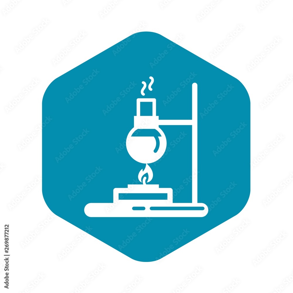 Poster flask lab burner icon. simple illustration of flask lab burner vector icon for web design isolated o