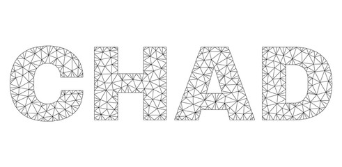 Mesh vector CHAD text caption. Abstract lines and spheric points form CHAD black carcass symbols. Wire carcass flat polygonal mesh in vector format.