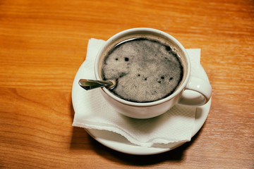 Cup of coffee on a saucer