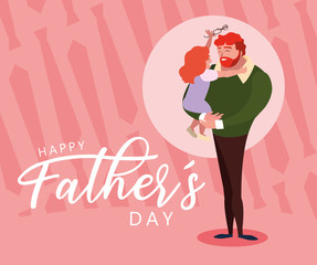 happy father day card with dad and daughter