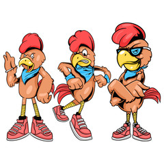 collection pack chicken rooster punk style