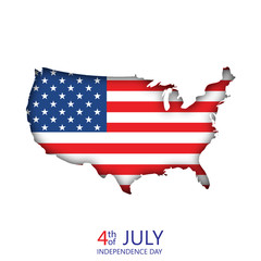 4th July Happy Independence Day of America. Vector