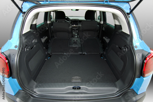 car trunk with rear seats folded