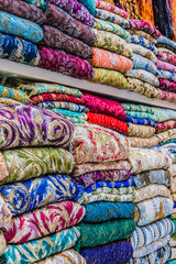 Traditional oriental cloth sold in a store in old town Dubai