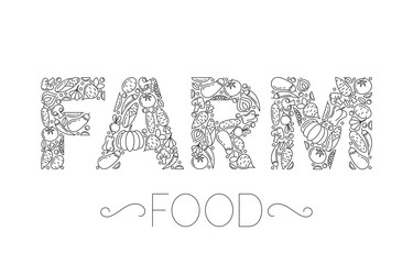 Farm food concept. Set of different vegetables icons on white background. Stock vector illustration.