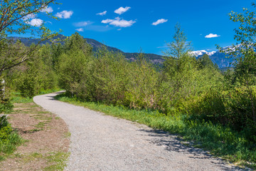 View at Trail in Park and Lake. Vancouver, Canada.