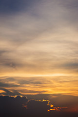 Fototapeta premium Twilight sky background. Colorful Sunset sky and cloud.vivid sky in twilight time background.Fiery orange sunset sky. Beautiful