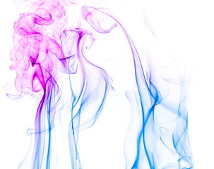 Colored smoke on white background