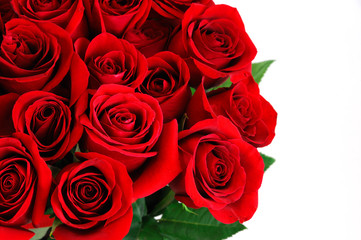 Fresh red roses bouquet flower background 