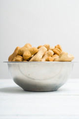 dog food at tin bowl