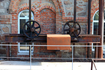 Fragment of hydroelectric equipment. Gears of mechanisms