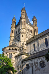 Fototapeta na wymiar The Great Saint Martin is a Romanesque Catholic church in Cologne, Germany.