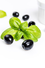 Black olives on white