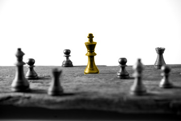 Chess business concept, leader teamwork & success