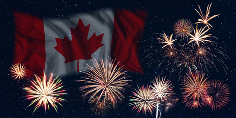 Fireworks on independence day of Canada