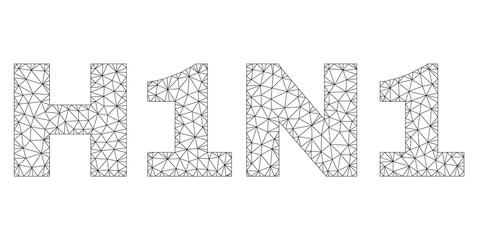 Mesh vector H1N1 text. Abstract lines and dots are organized into H1N1 black carcass symbols. Wire carcass flat triangular network in eps vector format.