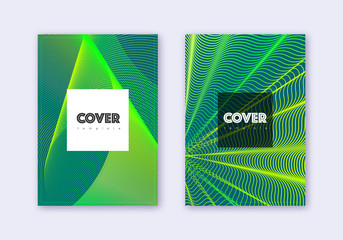 Hipster cover design template set. Green abstract 