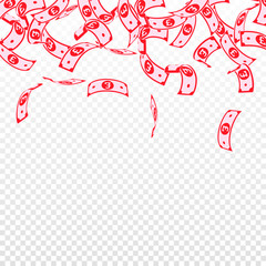 British pound notes falling. Floating GBP bills on