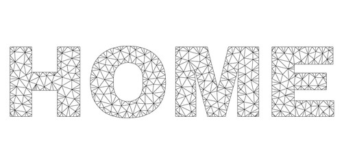 Mesh vector HOME text. Abstract lines and circle dots form HOME black carcass symbols. Linear frame flat polygonal mesh in vector format. © imagecatalog