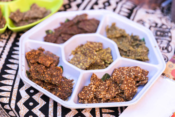 Homemade wholegrain crunchy crackers. Healthy snacks