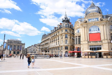 Comedy square in Montpellier, Herault, France
