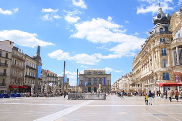 Comedy square in Montpellier, Herault, France