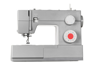 Modern electric sewing machine isolated on white background