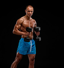 Fototapeta na wymiar Studio Shot of Muscular Men Lifting Weights