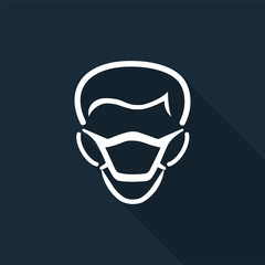 PPE Icon.Wear Mask Symbol Sign Isolate On Black Background,Vector Illustration