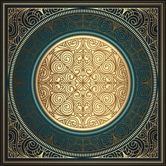 Golden ornate art deco vintage card