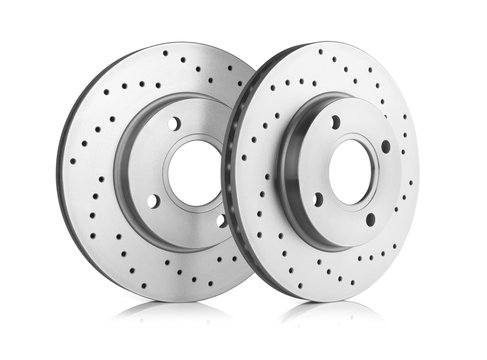 New brake discs isolated on white background