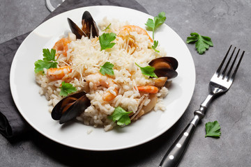 Delicious seafood risotto