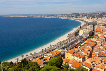 Front view of the Mediterranean sea, bay of Angels, Nice, France