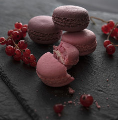 pink macaroons raspberry low key photo