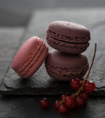 pink macaroons raspberry low key photo