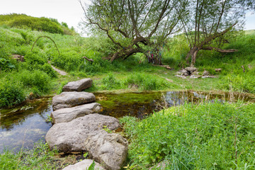 One of the beginning springs of the River Kennet at it's source at Swallowhead Spring near Avebury, Wiltshire, UK