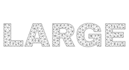 Mesh vector LARGE text caption. Abstract lines and points are organized into LARGE black carcass symbols. Wire carcass flat polygonal mesh in eps vector format.
