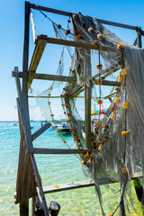 Close up of Broken Fishing Nets in a Sunny Day
