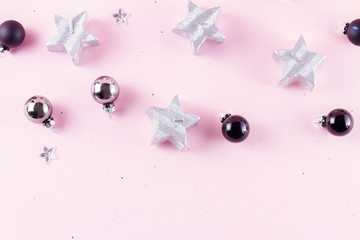 Gray Christmas decorations on pink