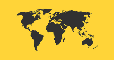 World Map vector illustration isolated on yellow background. © CarryLove