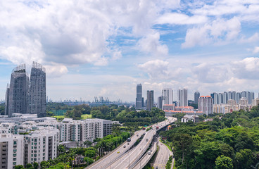 Singapore City Panorama Sunny Weather