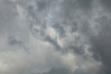 The background of thunderclouds. Stormy, gray, lead sky before the rain and rainstorm
