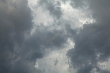 Naklejka na ściany i meble The background of thunderclouds. Stormy, gray, lead sky before the rain and rainstorm