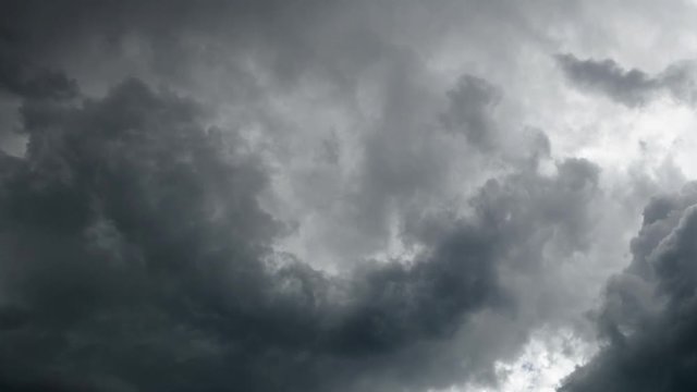 Timelapse of dark stormy sky with clouds